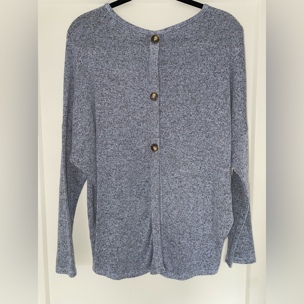 mmmmmm brand Soft Long Sleeve Purplish Blue Top